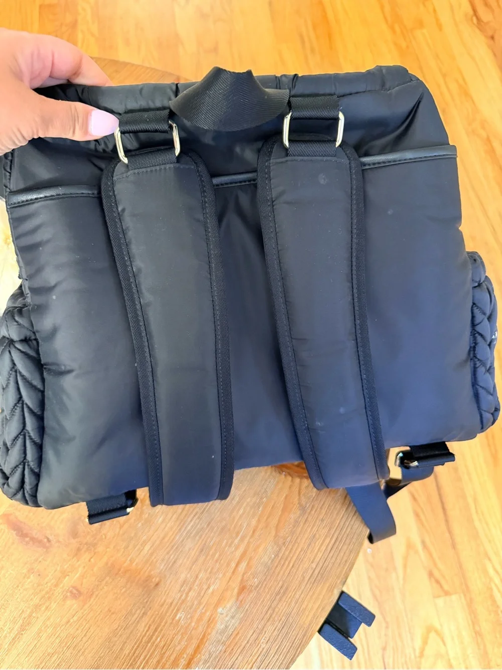 Quilted Black baby diaper bag